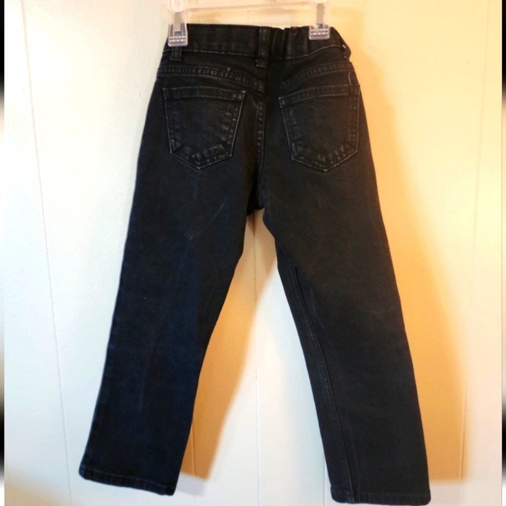 Wonder Nation Girls Black Slim Straight Leg Flat Front Casual Denim Jeans (Sz 5)